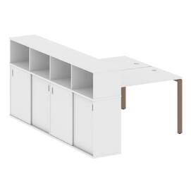 Офисная мебель Metal system Р. ст. с шкафом-купе на П-образном м/к БП.РС-СШК-4.2 Т Белый/Мокко 1610х2332х1098