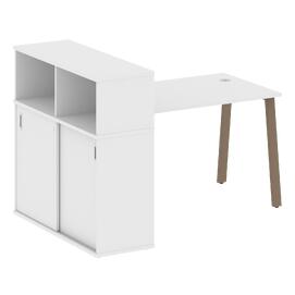 Офисная мебель Metal system Стол письменный с шкафом-купе на А-образном м/к БА.РС-СШК-3.2 Т Белый/Мокко 1610х1120х1098