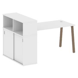 Офисная мебель Metal system Стол письменный с шкафом-купе на А-образном м/к БА.РС-СШК-3.3 Т Белый/Мокко 1810х1120х1098