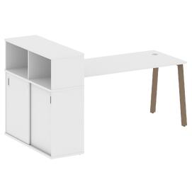 Офисная мебель Metal system Стол письменный с шкафом-купе на А-образном м/к БА.РС-СШК-3.4 Т Белый/Мокко 2010х1120х1098