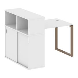 Офисная мебель Metal system Стол письменный с шкафом-купе на О-образном м/к БО.РС-СШК-3.1 Т Белый/Мокко 1410х1120х1098