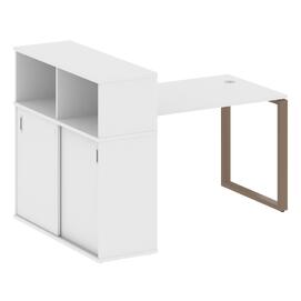 Офисная мебель Metal system Стол письменный с шкафом-купе на О-образном м/к БО.РС-СШК-3.2 Т Белый/Мокко 1610х1120х1098