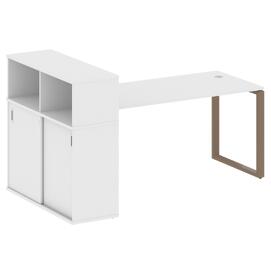 Офисная мебель Metal system Стол письменный с шкафом-купе на О-образном м/к БО.РС-СШК-3.4 Т Белый/Мокко 2010х1120х1098