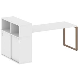 Офисная мебель Metal system Стол письменный с шкафом-купе на О-образном м/к БО.РС-СШК-3.5 Т Белый/Мокко 2210х1120х1098