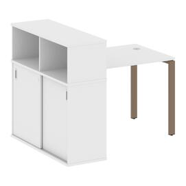 Офисная мебель Metal system Стол письменный с шкафом-купе на П-образном м/к БП.РС-СШК-3.1 Т Белый/Мокко 1410х1120х1098
