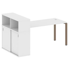 Офисная мебель Metal system Стол письменный с шкафом-купе на П-образном м/к БП.РС-СШК-3.4 Т Белый/Мокко 2010х1120х1098