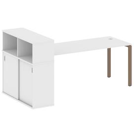 Офисная мебель Metal system Стол письменный с шкафом-купе на П-образном м/к БП.РС-СШК-3.5 Т Белый/Мокко 2210х1120х1098
