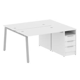 Офисная мебель Metal system Р. ст. с тумбой на А-образном м/к БА.РС-СТП-2.2 Белый/Серый 1612х1475х750