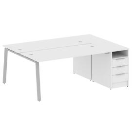 Офисная мебель Metal system Р. ст. с тумбой на А-образном м/к БА.РС-СТП-2.4 Белый/Серый 2012х1475х750