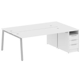 Офисная мебель Metal system Р. ст. с тумбой на А-образном м/к БА.РС-СТП-2.5 Белый/Серый 2212х1475х750