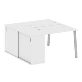Офисная мебель Metal system Р. ст. с шкафом-купе на А-образном м/к БА.РС-СШК-1.1 Т Белый/Серый 1410х1475х750