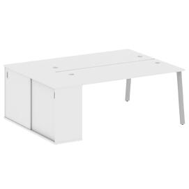 Офисная мебель Metal system Р. ст. с шкафом-купе на А-образном м/к БА.РС-СШК-1.4 Т Белый/Серый 2010х1475х750