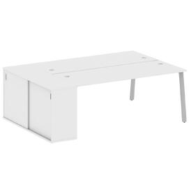 Офисная мебель Metal system Р. ст. с шкафом-купе на А-образном м/к БА.РС-СШК-1.5 Т Белый/Серый 2210х1475х750