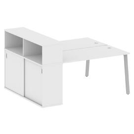 Офисная мебель Metal system Р. ст. с шкафом-купе на А-образном м/к БА.РС-СШК-2.3 Т Белый/Серый 1810х1475х1098