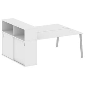 Офисная мебель Metal system Р. ст. с шкафом-купе на А-образном м/к БА.РС-СШК-2.4 Т Белый/Серый 2010х1475х1098