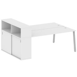 Офисная мебель Metal system Р. ст. с шкафом-купе на А-образном м/к БА.РС-СШК-2.5 Т Белый/Серый 2210х1475х1098