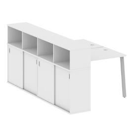 Офисная мебель Metal system Р. ст. с шкафом-купе на А-образном м/к БА.РС-СШК-4.1 Т Белый/Серый 1410х2332х1098