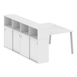 Офисная мебель Metal system Р. ст. с шкафом-купе на А-образном м/к БА.РС-СШК-4.2 Т Белый/Серый 1610х2332х1098