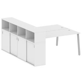 Офисная мебель Metal system Р. ст. с шкафом-купе на А-образном м/к БА.РС-СШК-4.4 Т Белый/Серый 2010х2332х1098