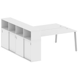Офисная мебель Metal system Р. ст. с шкафом-купе на А-образном м/к БА.РС-СШК-4.5 Т Белый/Серый 2210х2332х1098