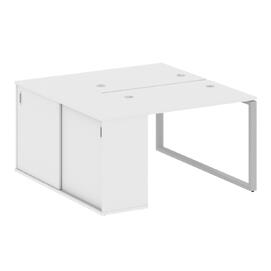 Офисная мебель Metal system Р. ст. с шкафом-купе на О-образном м/к БО.РС-СШК-1.1 Т Белый/Серый 1410х1475х750