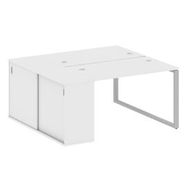 Офисная мебель Metal system Р. ст. с шкафом-купе на О-образном м/к БО.РС-СШК-1.2 Т Белый/Серый 1610х1475х750