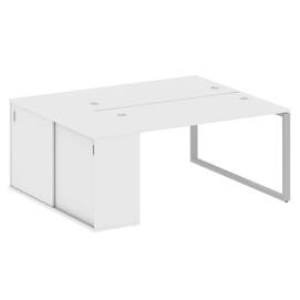 Офисная мебель Metal system Р. ст. с шкафом-купе на О-образном м/к БО.РС-СШК-1.3 Т Белый/Серый 1810х1475х750