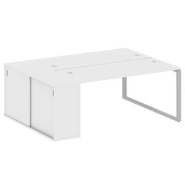 Офисная мебель Metal system Р. ст. с шкафом-купе на О-образном м/к БО.РС-СШК-1.4 Т Белый/Серый 2010х1475х750