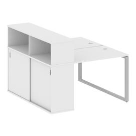 Офисная мебель Metal system Р. ст. с шкафом-купе на О-образном м/к БО.РС-СШК-2.1 Т Белый/Серый 1410х1475х1098