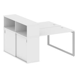 Офисная мебель Metal system Р. ст. с шкафом-купе на О-образном м/к БО.РС-СШК-2.2 Т Белый/Серый 1610х1475х1098