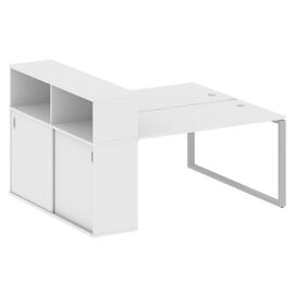 Офисная мебель Metal system Р. ст. с шкафом-купе на О-образном м/к БО.РС-СШК-2.3 Т Белый/Серый 1810х1475х1098