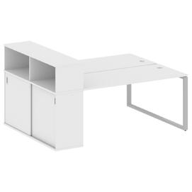 Офисная мебель Metal system Р. ст. с шкафом-купе на О-образном м/к БО.РС-СШК-2.4 Т Белый/Серый 2010х1475х1098