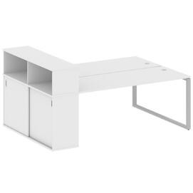 Офисная мебель Metal system Р. ст. с шкафом-купе на О-образном м/к БО.РС-СШК-2.5 Т Белый/Серый 2210х1475х1098