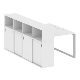 Офисная мебель Metal system Р. ст. с шкафом-купе на О-образном м/к БО.РС-СШК-4.1 Т Белый/Серый 1410х2332х1098