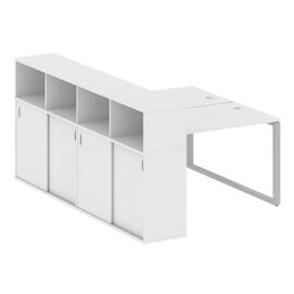 Офисная мебель Metal system Р. ст. с шкафом-купе на О-образном м/к БО.РС-СШК-4.2 Т Белый/Серый 1610х2332х1098
