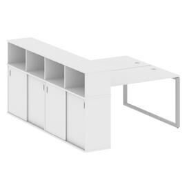 Офисная мебель Metal system Р. ст. с шкафом-купе на О-образном м/к БО.РС-СШК-4.3 Т Белый/Серый 1810х2332х1098