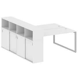 Офисная мебель Metal system Р. ст. с шкафом-купе на О-образном м/к БО.РС-СШК-4.4 Т Белый/Серый 2010х2332х1098