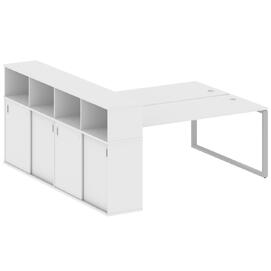 Офисная мебель Metal system Р. ст. с шкафом-купе на О-образном м/к БО.РС-СШК-4.5 Т Белый/Серый 2210х2332х1098