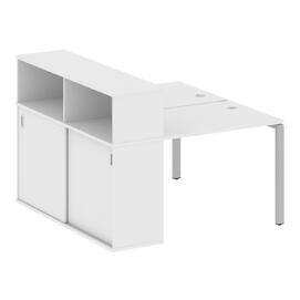 Офисная мебель Metal system Р. ст. с шкафом-купе на П-образном м/к БП.РС-СШК-2.1 Т Белый/Серый 1410х1475х1098