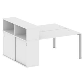 Офисная мебель Metal system Р. ст. с шкафом-купе на П-образном м/к БП.РС-СШК-2.3 Т Белый/Серый 1810х1475х1098