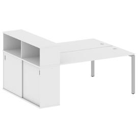 Офисная мебель Metal system Р. ст. с шкафом-купе на П-образном м/к БП.РС-СШК-2.4 Т Белый/Серый 2010х1475х1098