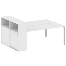 Офисная мебель Metal system Р. ст. с шкафом-купе на П-образном м/к БП.РС-СШК-2.5 Т Белый/Серый 2210х1475х1098