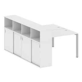 Офисная мебель Metal system Р. ст. с шкафом-купе на П-образном м/к БП.РС-СШК-4.2 Т Белый/Серый 1610х2332х1098