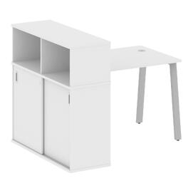 Офисная мебель Metal system Стол письменный с шкафом-купе на А-образном м/к БА.РС-СШК-3.1 Т Белый/Серый 1410х1120х1098