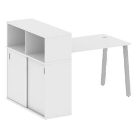 Офисная мебель Metal system Стол письменный с шкафом-купе на А-образном м/к БА.РС-СШК-3.2 Т Белый/Серый 1610х1120х1098