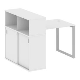 Офисная мебель Metal system Стол письменный с шкафом-купе на О-образном м/к БО.РС-СШК-3.1 Т Белый/Серый 1410х1120х1098