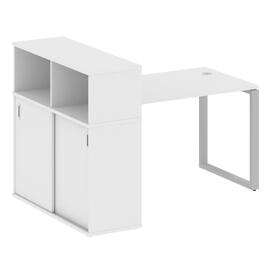 Офисная мебель Metal system Стол письменный с шкафом-купе на О-образном м/к БО.РС-СШК-3.2 Т Белый/Серый 1610х1120х1098