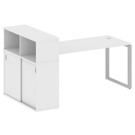 Офисная мебель Metal system Стол письменный с шкафом-купе на О-образном м/к БО.РС-СШК-3.4 Т Белый/Серый 2010х1120х1098