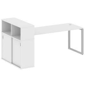 Офисная мебель Metal system Стол письменный с шкафом-купе на О-образном м/к БО.РС-СШК-3.5 Т Белый/Серый 2210х1120х1098