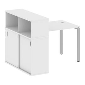Офисная мебель Metal system Стол письменный с шкафом-купе на П-образном м/к БП.РС-СШК-3.1 Т Белый/Серый 1410х1120х1098